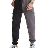 kkboxly  Drawstring Sweatpants With Flap Pocket Loose Fit Cargo Pants Men's Casual Slightly Stretch Joggers For Spring Autumn