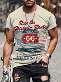 Men's Highway Theme T-Shirt - Trendy Vintage Tee for Summer