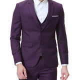 Formal 3 Pieces Set, Men's Two Button Jacket & Slanted Lapel Vest & Pants Suit Set For Business Dinner Wedding Party