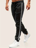 kkboxly  Zipper Pocket Joggers, Men's Casual Loose Fit Slightly Stretch Waist Drawstring Pants For The Four Seasons Fitness Cycling