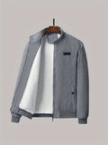 kkboxly  Men's Autumn&Winter Trendy Casual Khaki&Grey Lightweight Fleece Corduroy Cotton Lapel Jacket