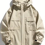 kkboxly  Windbreaker Hooded Jacket, Men's Casual Zip Up Jacket Coat For Outdoor Activities