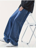 kkboxly  Wide Leg Cotton Jeans, Men's Casual Street Style Loose Fit Denim Pants For Spring Summer