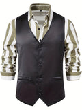 kkboxly  Men's Casual Western Cowboy Vest Jacket Slim Fit V Neck Sleeveless Waistcoat Vest Men Medieval Party Vests