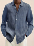 kkboxly  Plus Size Men's Striped Shirt For Fall Winter, Men's Clothing