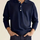 kkboxly  Solid Men's Casual Comfy Long Sleeve  Shirt For Golf, Spring Fall