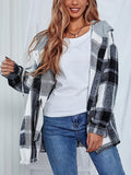 kkboxly  Plaid Print Hooded Shirt, Casual Drawstring Long Sleeve Shirt, Women's Clothing