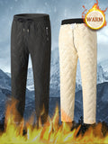 kkboxly  Warm Fleece Joggers, Men's Casual Waist Drawstring Zipper Pockets Sports Pants Sweatpants For Fall Winter