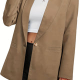 kkboxly   Women's Blazers Casual Plus Size Long Sleeve Open Front Style Jacket Boyfriend Solid Blazer