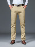 Classic Design Dress Pants, Men's Semi-formal Embroidery Stretch Dress Pants For Fall Winter Business