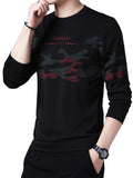 kkboxly  Solid  Trendy Letter Print Sweatshirt, Men's Casual Graphic Design Crew Neck Pullover Sweatshirt For Men Fall Winter