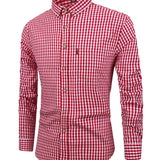 kkboxly Men's Casual Slim Cotton Plaid Shirt Best Sellers Best Sellers, Men's Tops