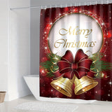 4pcs Christmas Bell Shower Curtain Set, Bathroom Curtain Set With 12 Hooks, Non-Slip Rugs, Toilet Lid Cover And Bath Mat, Waterproof Shower Curtain, Bathroom Accessories, Christmas Decoration, 180*180cm/70.9*70.9in