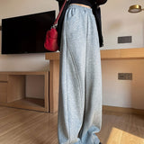 kkboxly Solid Elastic High Waist Sweatpants, Casual Sporty Wide Leg Pants With Pocket, Women's Clothing