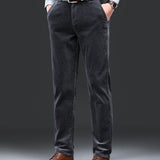 kkboxly Men's Corduroy Pants For Business, Formal Stretch Straight Leg Pants For Fall Winter