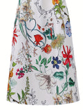 Kkboxly   Floral Print Round Neck Dress, Casual  Pocket Short Sleeve Beach High Waist Summer Dresses, Women's Clothing