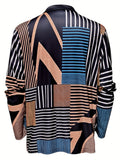 kkboxly Vintage Casual Geometric Pattern, Men's Basic Long Sleeve Zipper Lapel Shirt, Spring Fall