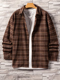 kkboxly  Men's Plaid Button Up Loose Trendy Comfy Long Sleeve Shirt For Summer Autumn, Mens Clothing