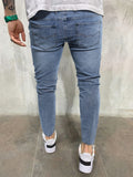 kkboxly  Chic Skinny Jeans, Men's Casual Street Style Distressed Medium Stretch Denim Pants