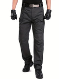 Men's Casual Solid Cargo Pants With Multi Pocket For Spring Autumn