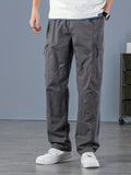 kkboxly Men's Casual Comfy Cotton Multi Pocket Pants, Chic Street Style Cargo Pants