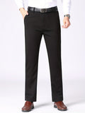 kkboxly  Classic Design Dress Pants, Men's Casual Solid Color Slightly Stretch Dress Pants For Spring Summer Business