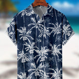 kkboxly  Coconut Tree Print Men's Casual Short Sleeve Hawaiian Shirt, Men's Shirt For Summer Vacation Resort Best Sellers