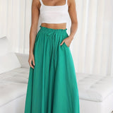 kkboxly  Drawstring Wide Leg Pants, Boho Pants For Spring & Summer, Women's Clothing