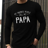 kkboxly PAPA Print, Men's Graphic Design Crew Neck Long Sleeve Active T-shirt Tee, Casual Comfy Shirts For Spring Summer Autumn, Men's Clothing Tops