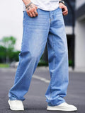 kkboxly  Men's Casual Street Style Wide Leg Denim Pants For Spring Summer