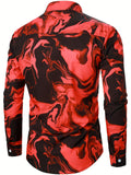 kkboxly  Men's Casual All Over Print Shirt Long Sleeve Turndown Collar Blouse Shirt