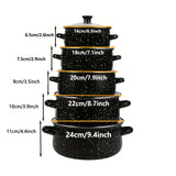 kkboxly 1 Set of Multifunctional Five-Piece Enamel Cookware Set - Lightweight, Thin, Versatile, and Compatible with Open Flame, Electric Stove, and Gas Stove for Home, Kitchen, Restaurant, and Daily Cooking Needs