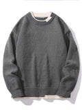 kkboxly  Fake 2 Piece Mens Warm Thermal Sweater, Casual Comfy Pullover, Mens Clothing For Winter