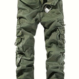 kkboxly  Men's Casual Multi Pocket Pants, Chic Cargo Pants For Outdoor Activities