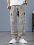 kkboxly All-match Men's Cotton Comfy Cargo Long Pants With Multi-pocket For Spring Fall Outdoor Activity