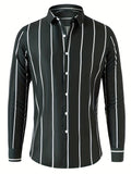 kkboxly  Thin Striped Long Sleeve Shirt Men's Business Casual Slim Button Down Shirt