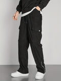 kkboxly  Zipper Design, Men's Corduroy Cargo Pants With Flap Pockets, Comfy Trendy Trousers