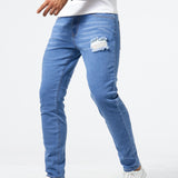 Men's Casual Light Blue Ripped Denim Jeans