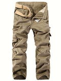 kkboxly  Men's Casual Multi Pocket Pants, Chic Cargo Pants For Outdoor Activities