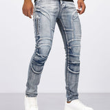 kkboxly Men's Casual Skinny Biker Jeans, Chic Street Style Stretch Denim Pants