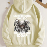 kkboxly  Skeleton Pattern Zip Up Hoodie, Men's Casual Stretch Hooded Sweatshirt Sportswear