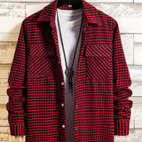 Retro Plaid Pattern Men's Shirt Top Turn-Down Collar Long Sleeve Closure Male Casual Shirt For Men Daily Vacation Streetwear