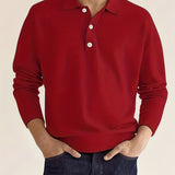 kkboxly  Solid Men's Casual Comfy Long Sleeve  Shirt For Golf, Spring Fall