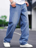 kkboxly  Men's Casual Street Style Wide Leg Denim Pants For Spring Summer