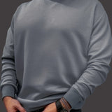 kkboxly Trendy Sweatshirt, Men's Casual Solid Crew Neck Sweatshirt For Fall Winter