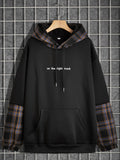 kkboxly  Plaid Sleeve Cool Hoodies For Men, Men's Casual Graphic Design Pullover Hooded Sweatshirt With Kangaroo Pocket Streetwear For Winter Fall, As Gifts