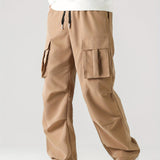 Men's Casual Drawstring Pocket Cargo Pants Straight Leg Jogger Pants