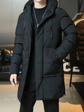 kkboxly  Men's Casual Hooded Long Winter Coat, Warm Thick Padded Coat For Fall Winter