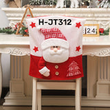 Set of Christmas Chair Covers, Santa, Snowman, Reindeer Designs, Non-Woven Fabric, Foldable, Stain-Resistant, Removable, with Ideal for Festive Party Decor, for Office, Dining, Reading