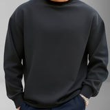 kkboxly Trendy Sweatshirt, Men's Casual Solid Crew Neck Sweatshirt For Fall Winter